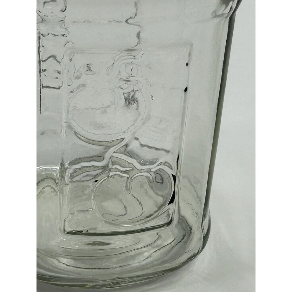 Vintage Embossed Tomatoes Design Square Clear Glass Mason Jar